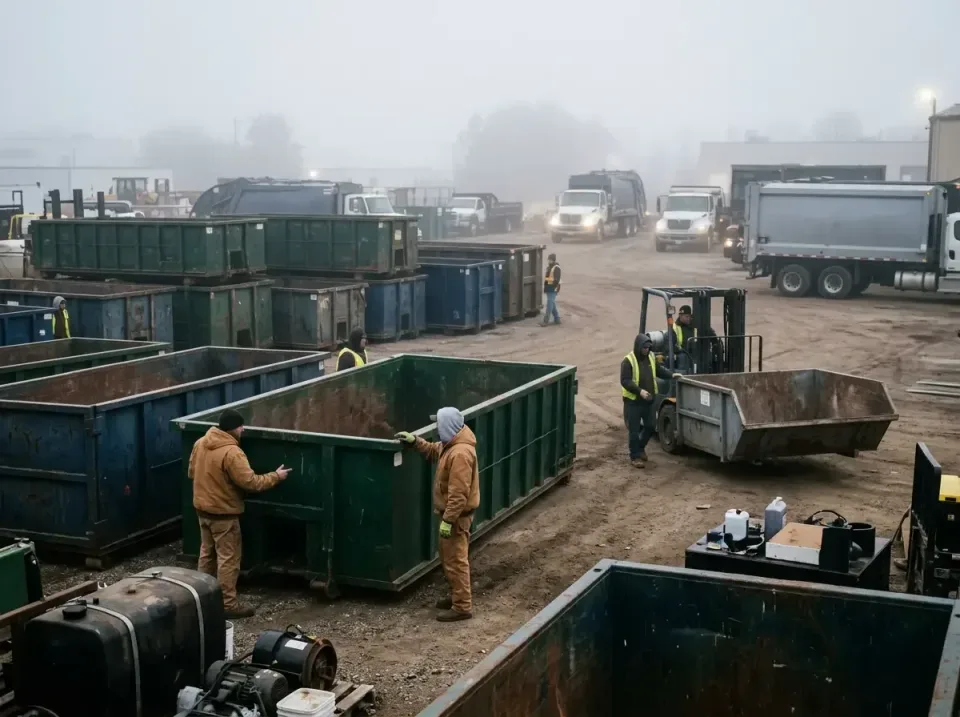 Roll-off Dumpster — Waste Management Facility — Roll-off Dumpster, Forklift, Dump Truck, Waste Management Facility, Porta Po…